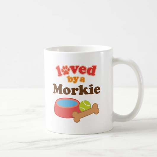 Morkieの犬のオーナーのギフト コーヒーマグカップ (右)