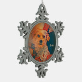 Morkieの雪片のクリスマスのオーナメント スノーフレークピューターオーナメント (左)