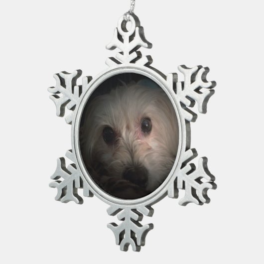 Morkie犬の子犬のかわいい救助のオーナメント スノーフレークピューターオーナメント (右)