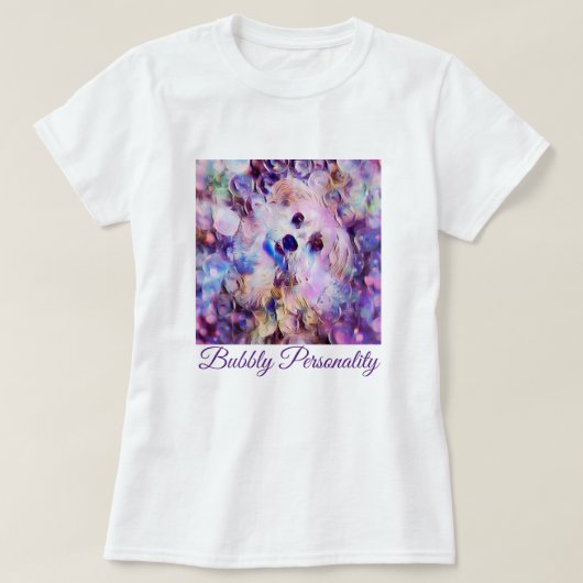 Morkie犬の子犬のかわいい泡紫色の"Tシャツ" Tシャツ (デザイン正面)