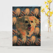 Morkie犬"叫び"のおもしろいな50バースデー・カード カード (黄色い花)