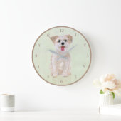 Morkie Dog丸いアクリル壁時計と数字 ラージ壁時計 (ホーム)