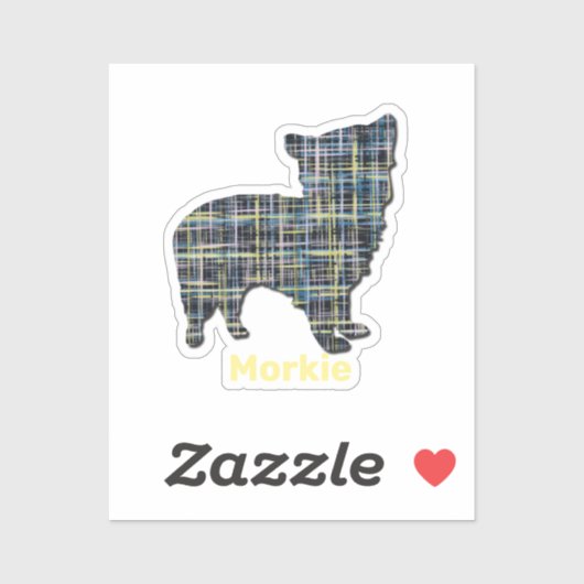 Morkie Dog Yellow & Blue Gridスタンプ シール (シート)