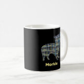 Morkie Dog Yellow & Blue Grid コーヒーマグカップ (正面右)