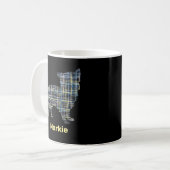 Morkie Dog Yellow & Blue Grid コーヒーマグカップ (正面左)