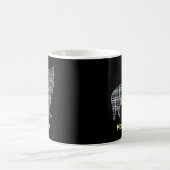 Morkie Dog Yellow & Blue Grid コーヒーマグカップ (中央)
