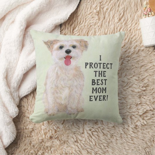 Morkie Guard Dog Small Throw Pillow クッション (ブランケット)
