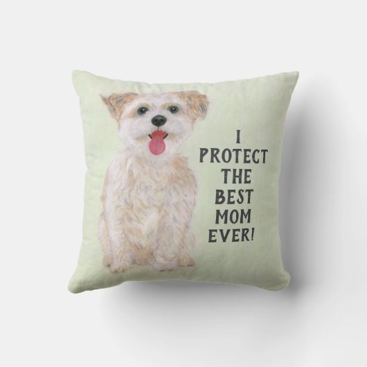 Morkie Guard Dog Small Throw Pillow クッション (裏面)