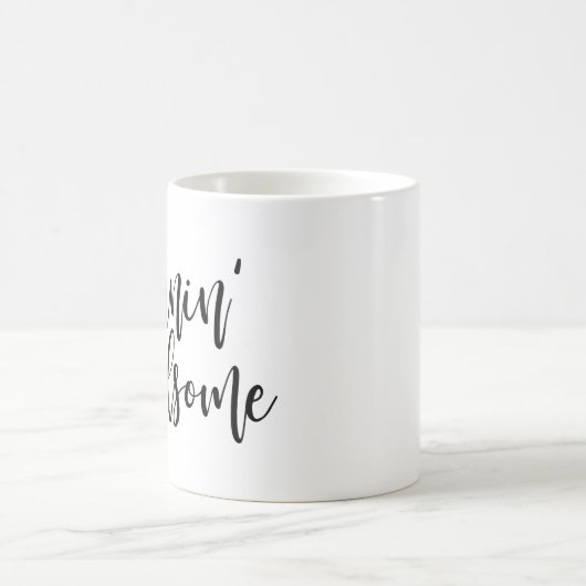 Morninのハンサムで黒い手書きの原稿 コーヒーマグカップ (中央)