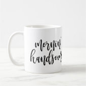 Morninのハンサムで黒い手書きの原稿 コーヒーマグカップ (左)