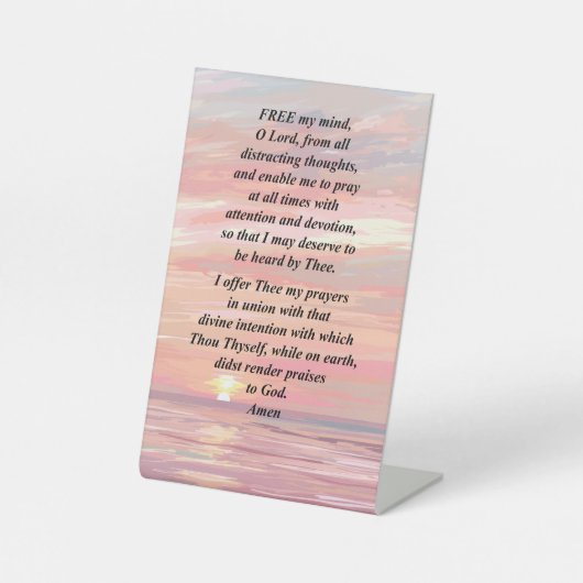 Morning祈りの言葉on a Pedestal Sign 台座サイン (正面)