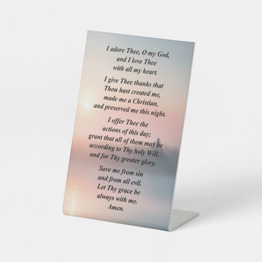 Morning祈りの言葉on a Pedestal Stand 台座サイン (正面)