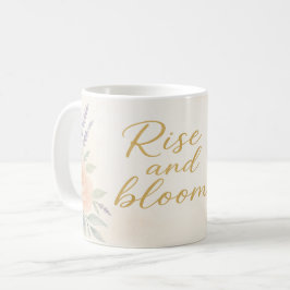 Morning Bloom Watercolor Floral Mug – "Rise and Bl コーヒーマグカップ