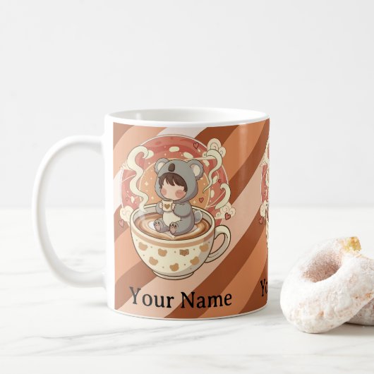 Morning Caffeine Kawaii Chibi Koala Coffee Mug コーヒーマグカップ (ドーナツ)