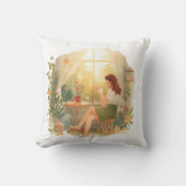 Morning Calm – Kind_Ones Whimsical Coffee Moment クッション (正面)
