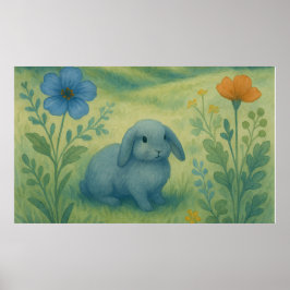 Morning Calm – Watercolor Meadow with Bagolo ポスター