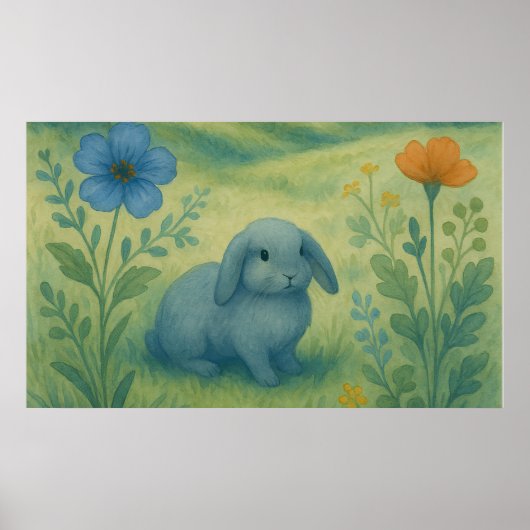 Morning Calm – Watercolor Meadow with Bagolo ポスター (正面)