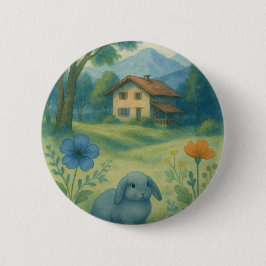 Morning Calm – Watercolor Meadow with Bagolo 缶バッジ