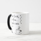 Morning Coffee & Cat Vibes – Cute Minimalist Mug モーフィングマグカップ (正面左)
