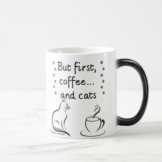 Morning Coffee & Cat Vibes – Cute Minimalist Mug モーフィングマグカップ (右)