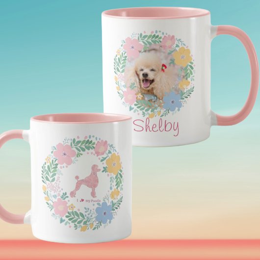 Morning Coffee & Dogs: Custom Poodle Photo & Name マグカップ