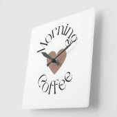 Morning Coffee Heart, Cozy Kitchen Decor スクエア壁時計 (傾斜)