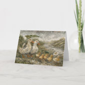 Morning Commute Whimsical Farmhouse Duck Rainy Day カード (正面)