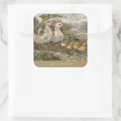 Morning Commute Whimsical Farmhouse Duck Rainy Day スクエアシール (バッグ)