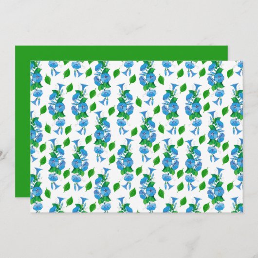 Morning Glories Floral Botanical Note Card ノートカード (正面/裏面)