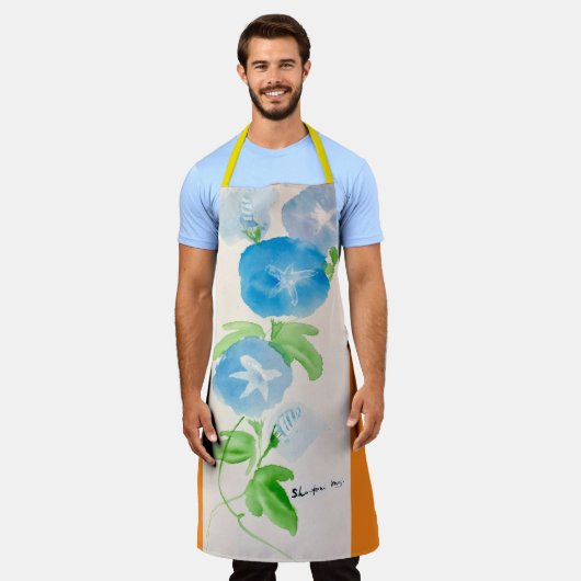 Morning glory flower エプロン (着用した状態)