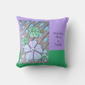 Morning Glory on Trellis Purple&Green背景 クッション (正面)