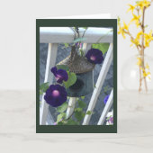 Morning Glory With Birdhouse Blank  カード (黄色い花)