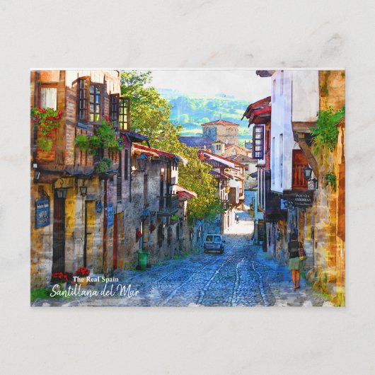 Morning in Santillana del Mar – スペイン実在ポス ポストカード (正面)
