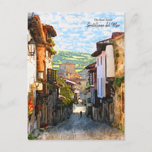 Morning in Santillana del Mar – スペイン実在 ポストカード (正面)
