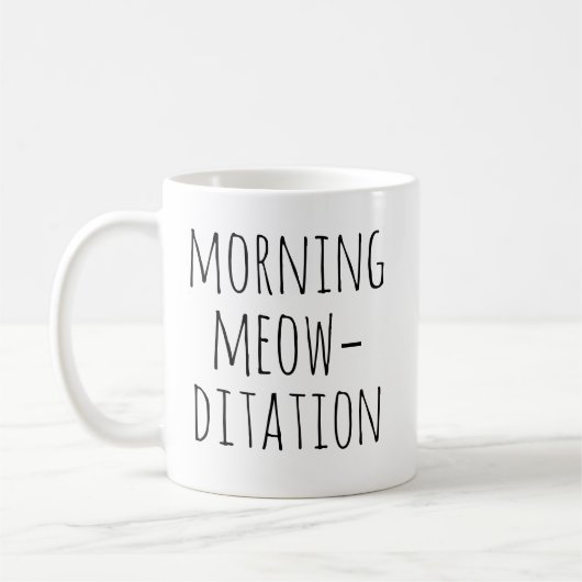 Morning Meow‑ditation Calm Typography Cat コーヒーマグカップ (左)