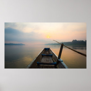 Morning off the lake with the boat ポスター
