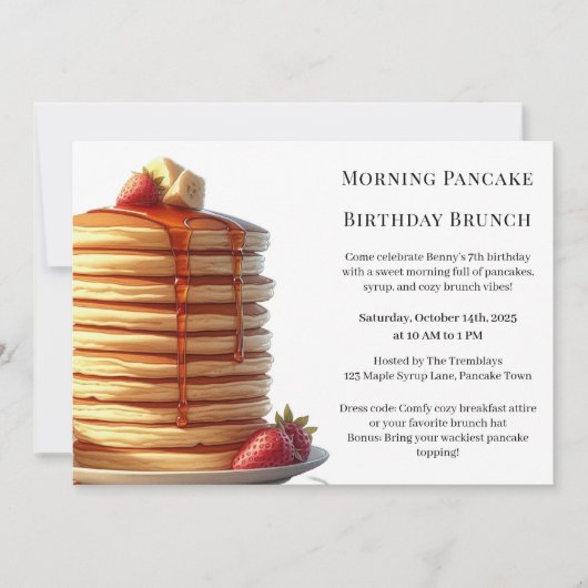 Morning Pancake Birthday Brunch | Cozy Weekend  招待状 (正面)