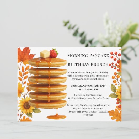 Morning Pancake Birthday Brunch | Cozy Weekend 招待状 (スタンド正面)