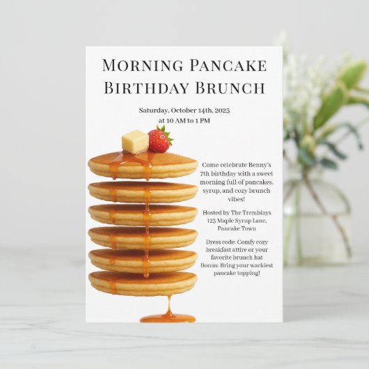 Morning Pancake Birthday Brunch | Cozy Weekend  招待状 (スタンド正面)