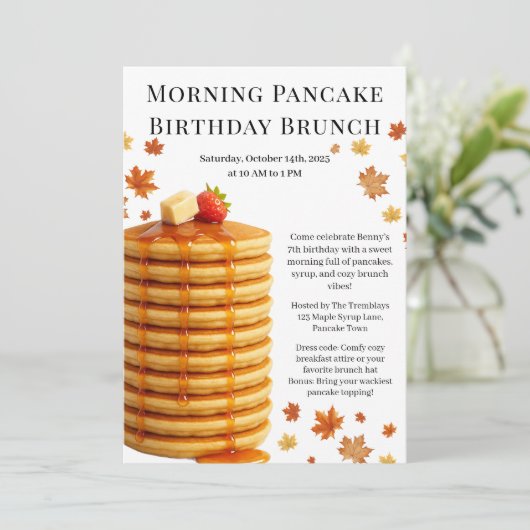 Morning Pancake Birthday Brunch | Cozy Weekend  招待状 (スタンド正面)