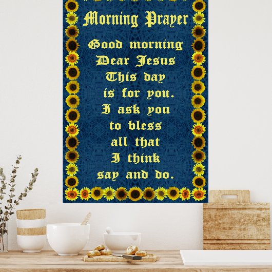 Morning Prayer in a Sunflower Frame ポスター (キッチン)