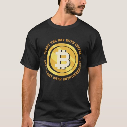 Morning Quotes Coffee Crypto Wealth Money Tシャツ (正面)