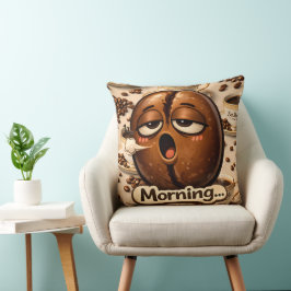 Morning, sleepy coffee bean funny relatable coffee クッション