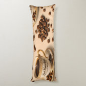 Morning, sleepy coffee bean funny relatable coffee ボディピロー (裏面 (縦))