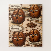 Morning, sleepy coffee bean funny relatable jigsaw ジグソーパズル (縦)