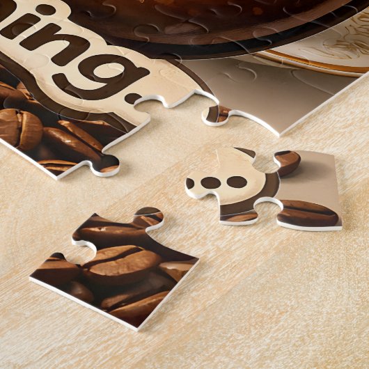 Morning, sleepy coffee bean funny relatable jigsaw ジグソーパズル (側面)