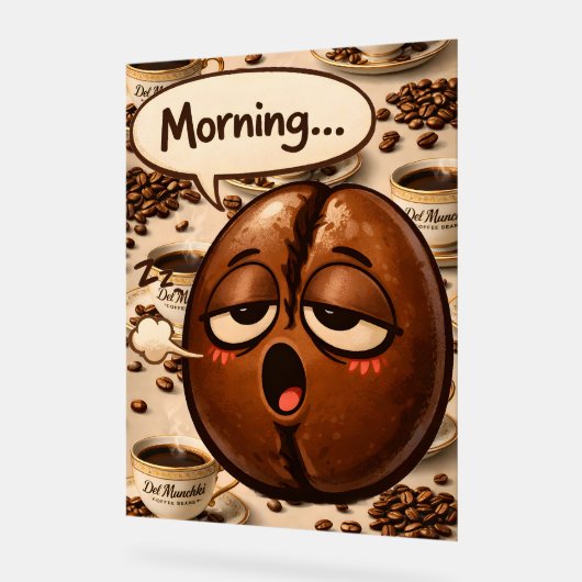 Morning, sleepy coffee bean funny relatable medium アクリルサイン (傾斜)