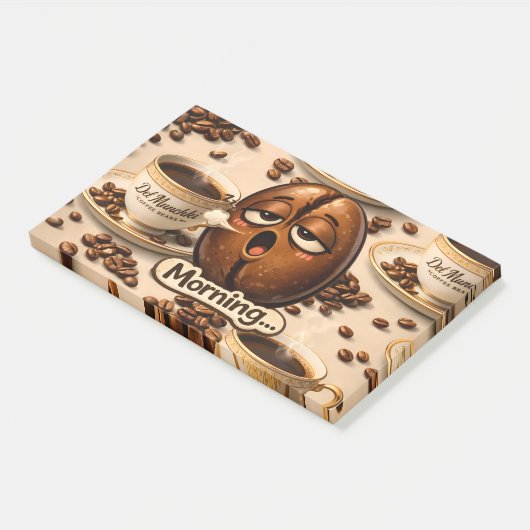 Morning, sleepy coffee bean funny relatable post ポストイット (アングル)