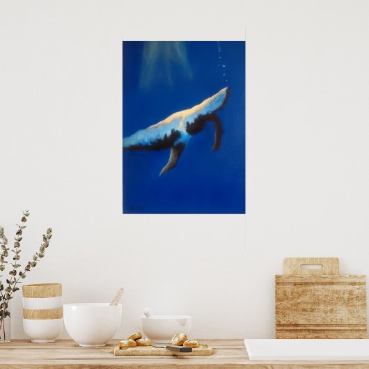 Morning Song Humpback Whale Underwater Poster ポスター (キッチン)