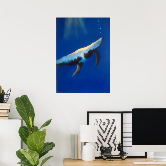 Morning Song Humpback Whale Underwater Poster ポスター (ホームオフィス)